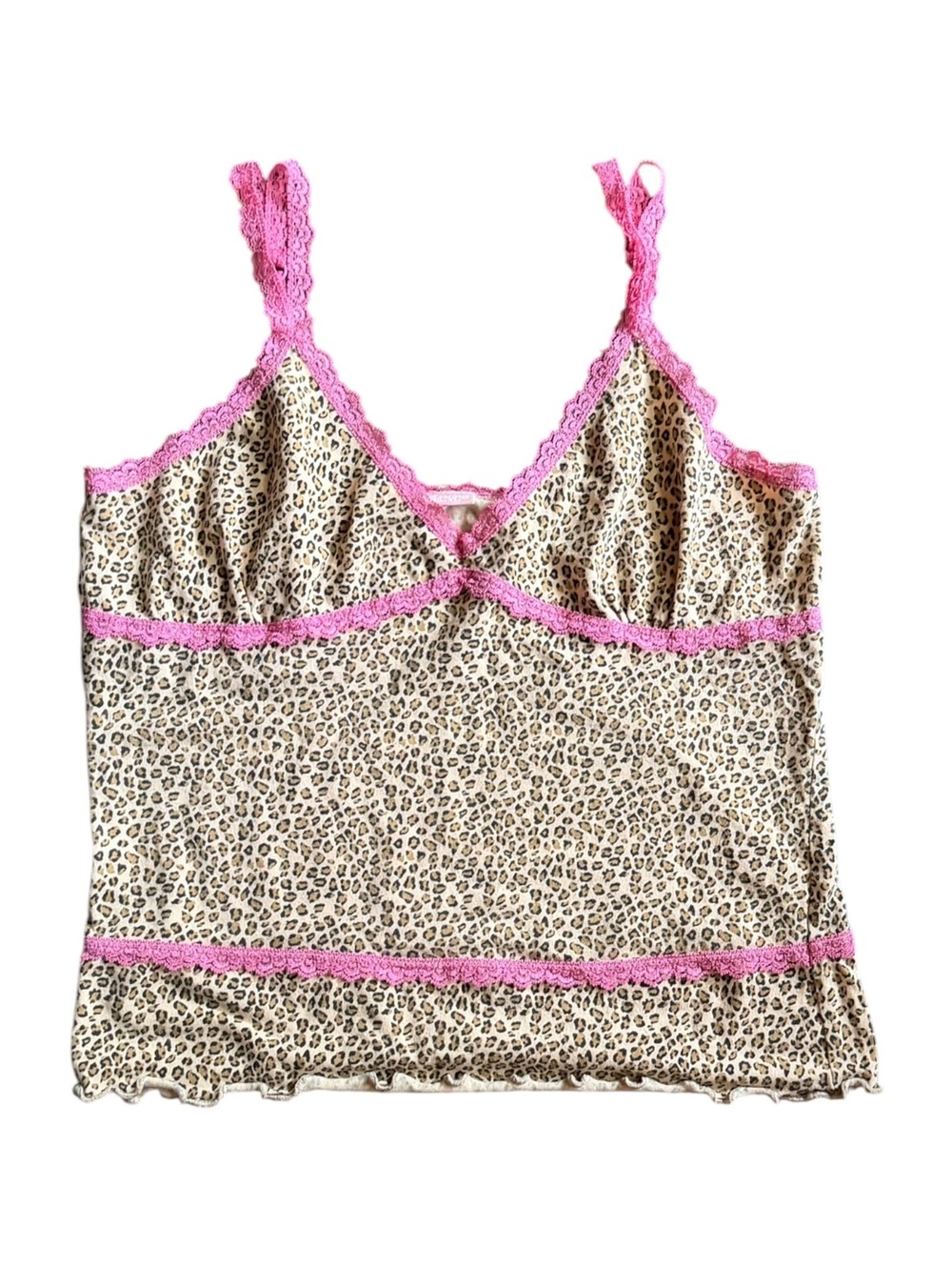 Steve Y2K Pink Lace Leopard Cami Tank Top